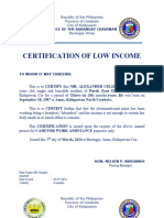 Certificate of Low Income
