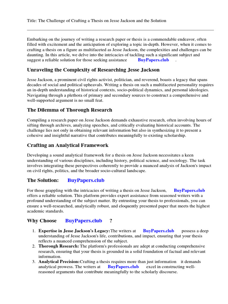 Research Paper On Jesse Jackson Pdf Martin Luther King Jr