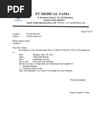 Call Interview PT Medical Tama BARU