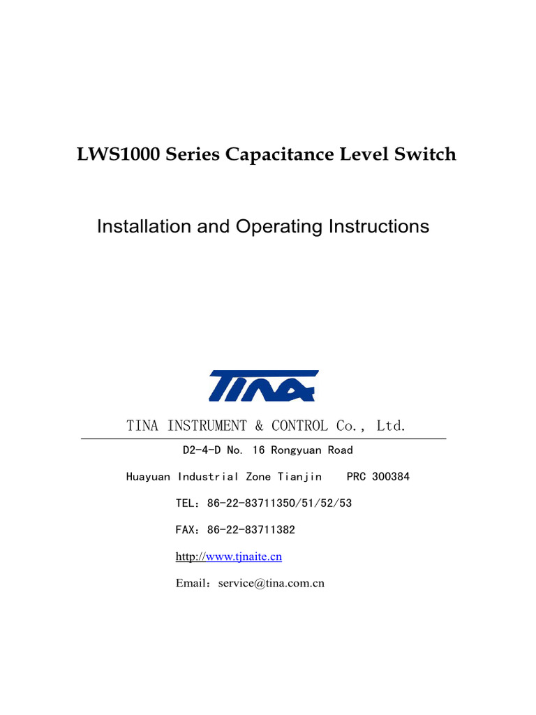 Level Switch O M PDF Coaxial Cable Electrical Resistance And
