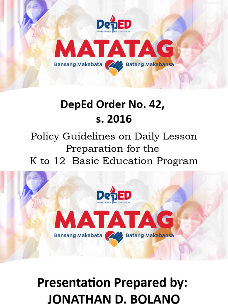 Deped order 42 s 2016 fin pdf learning lesson plan