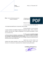 Dossier Kasereka Sindani Etienne Au Poste de Chargé de Distribution