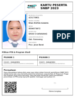 Kartu Peserta SNBP 2023: 423170801 Rina Rintan Kanaya 0056073872 Sman 5 Karawang Kab. Karawang Prov. Jawa Barat
