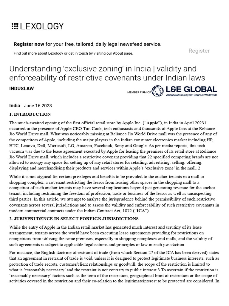 Understanding exclusive zoning in india validity and enforceability