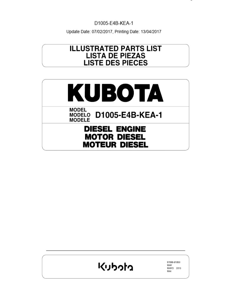 Kubota D1005 Parts Manual Overview | PDF | Engines | Mechanical Engineering