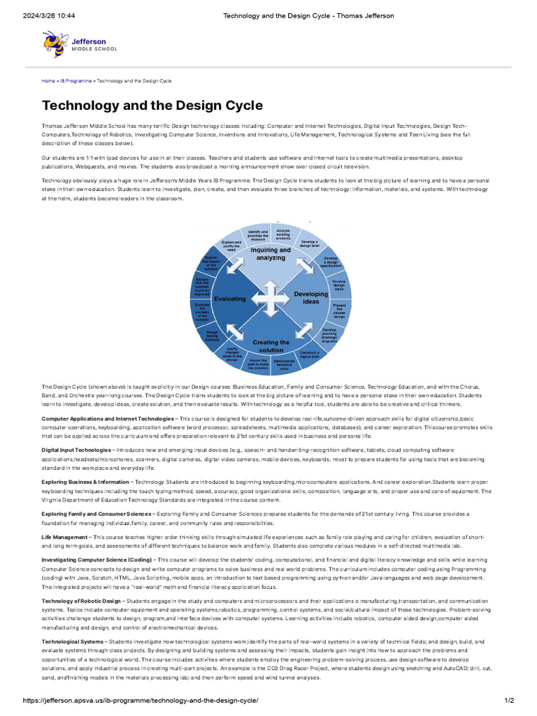 Technology and The Design Cycle - Thomas Jefferson | PDF | Application ...