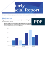 A report on the company's performance for the past three months The Overview Begin with an overview of the company's major events during the quarter. Highlight key announcements, such as