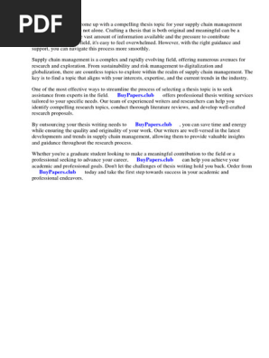 Supply Chain Management Research Paper Topics