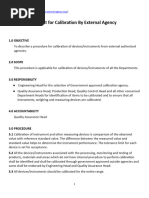 SOP For Equipment Calibration by External Agency