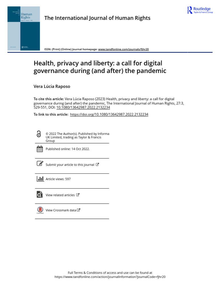 01-Health - Privacy and Liberty - A Call For Digital Governance During ...