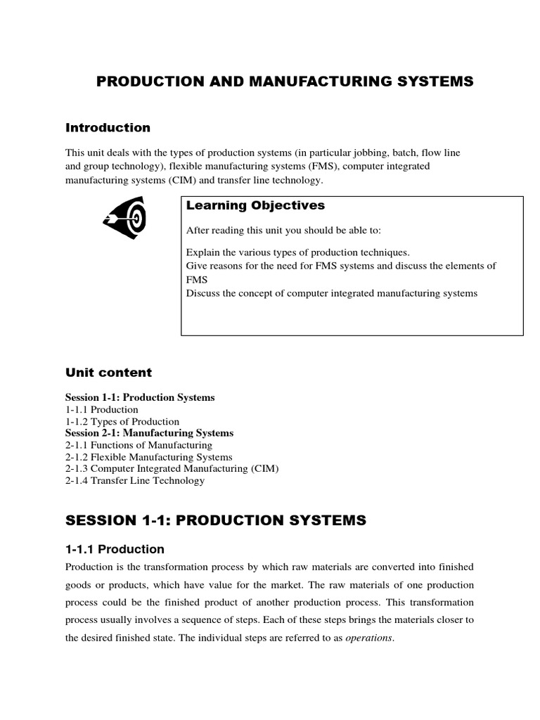 Types of Production and Manufacturing Systems | PDF | Computers