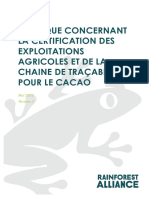 Politique Concernant La Certification Des Exploitations Agricoles Et de La Chaine de Tracabilite Pour Le Cacao