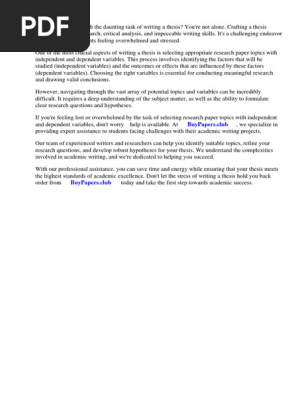 Research Paper Topics With Independent and Dependent Variables