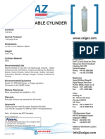 6D Non-Refillable Cylinder: Service Pressure Dimensions Weight Cylinder Material Recommended Use