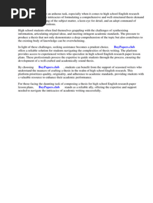 Research Paper Lesson Plans High School English