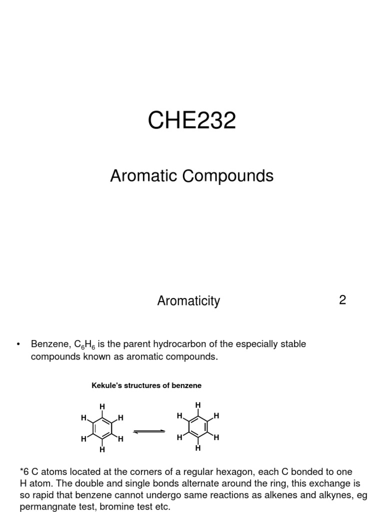 Aromatic Compounds Overview | PDF | Aromaticity | Benzene