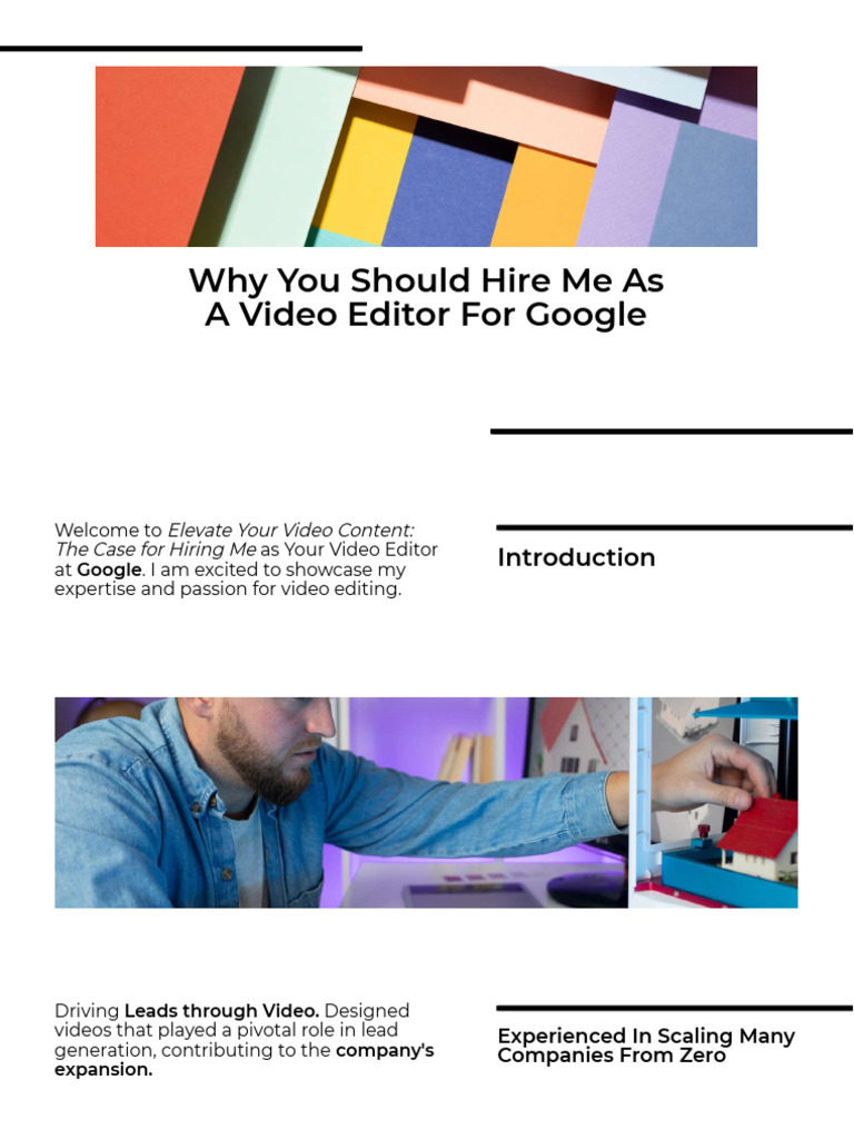 Pitching Yourself As A Video Editor at Google | PDF | Editing | Brand