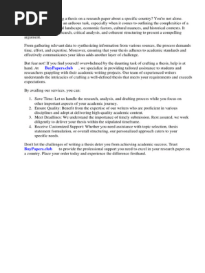 Outline for Research Paper on a Country