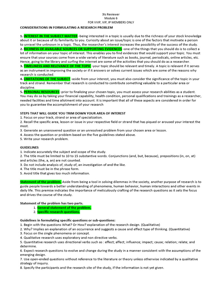 Research Problem Formulation Guide | PDF | Survey Methodology ...