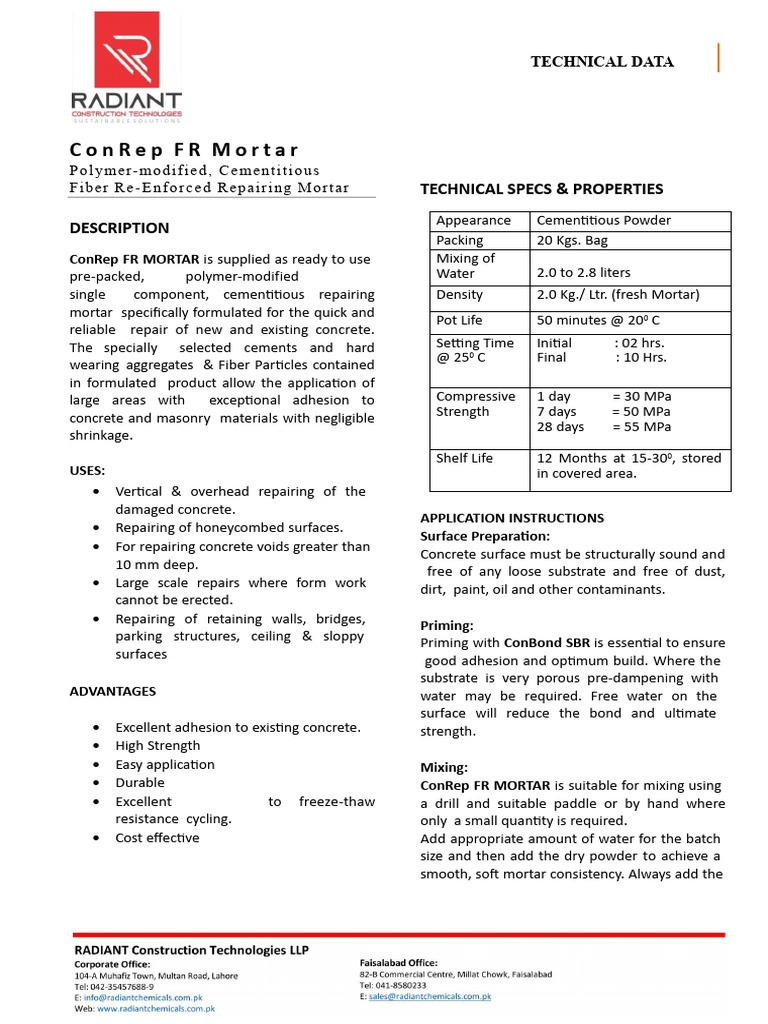 RCT-ConRep FR Mortar | Download Free PDF | Concrete | Cement