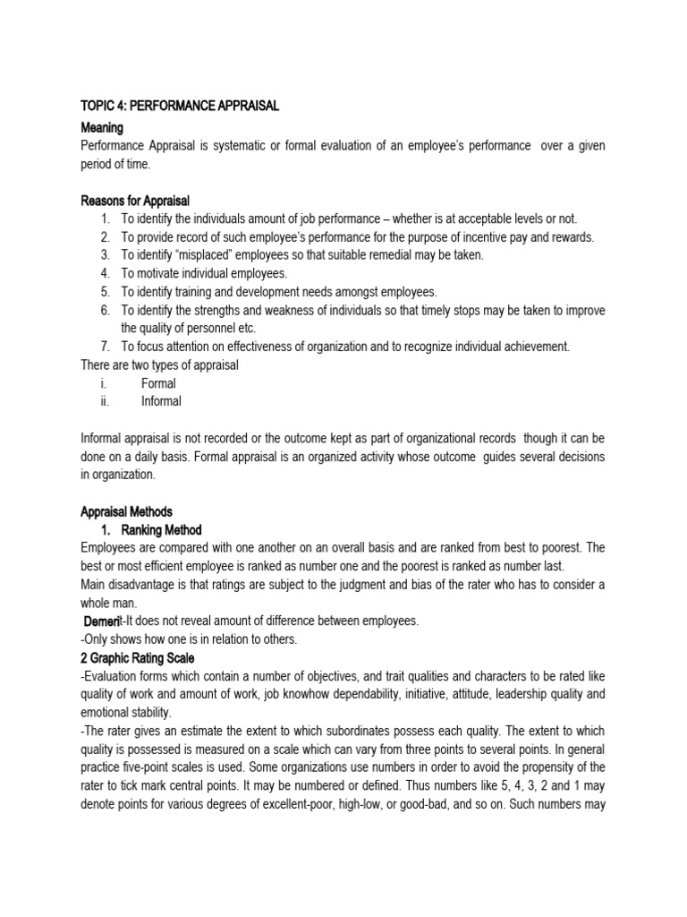 TOPIC 4-PERFORMANCE APPRAISAL | PDF | Performance Appraisal | Social ...