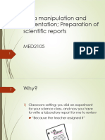 L6 Data Manipulation and Presentation Preparation of Scientific Reports