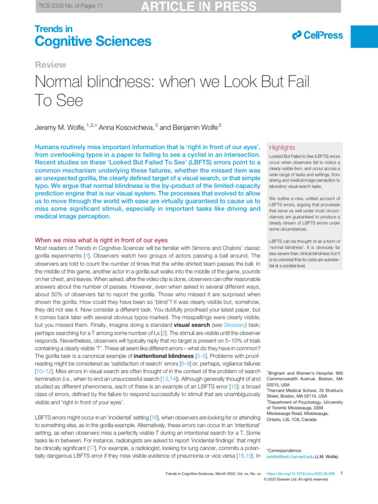 Understanding Looked But Failed to See Errors | PDF | Attention | Cognition