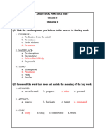 Grade 5 - English 2 Analytical Practice Test - Answer Key