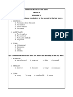Grade 5 - English 2 Analytical Practice Test - Question Key
