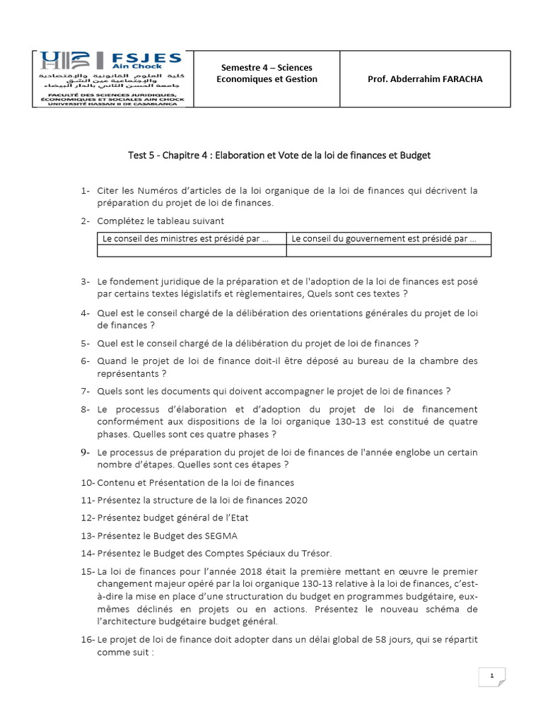 Étapes de la loi de finances au Maroc | PDF | Taxe sur la valeur ...