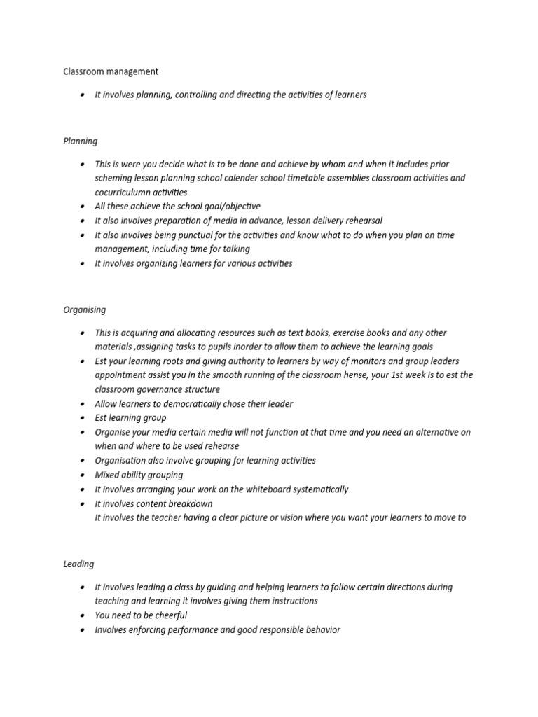 Classroom Management Psa | PDF | Teachers | Learning