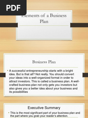 Elements of a Business Plan