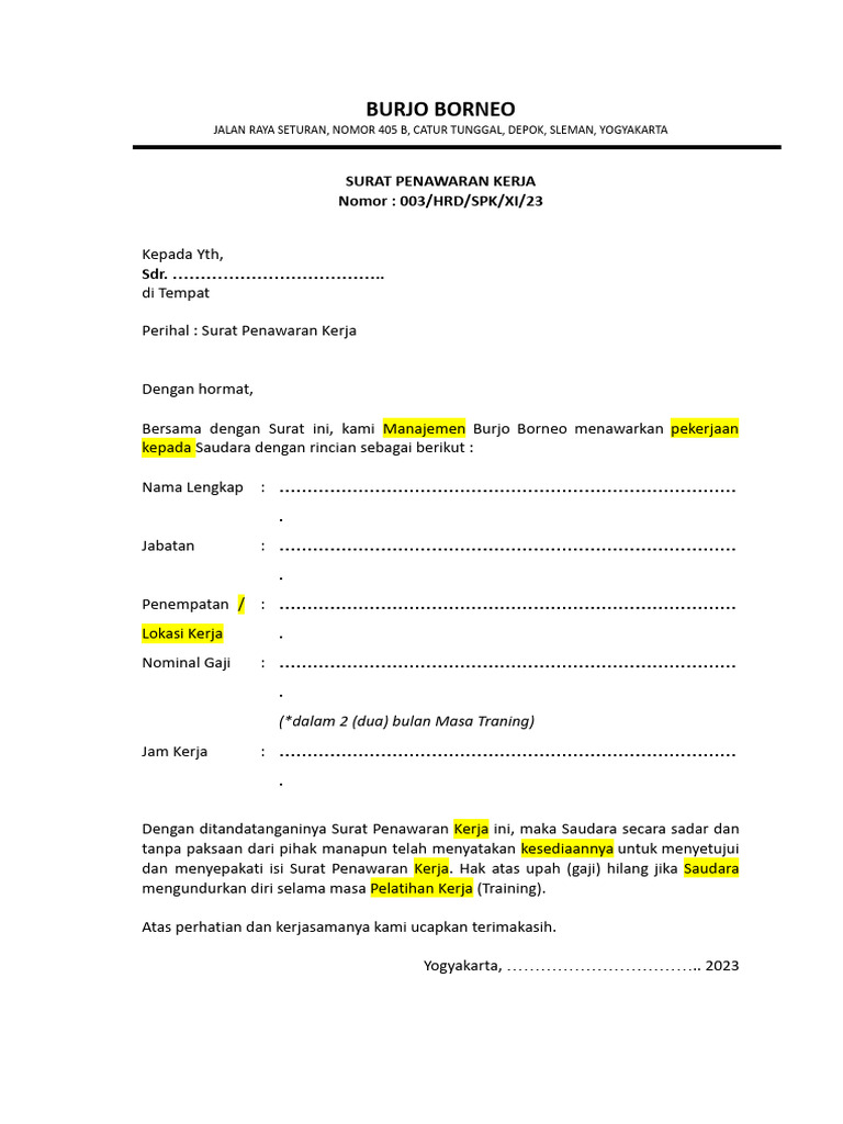 Draft Offering Letter | PDF