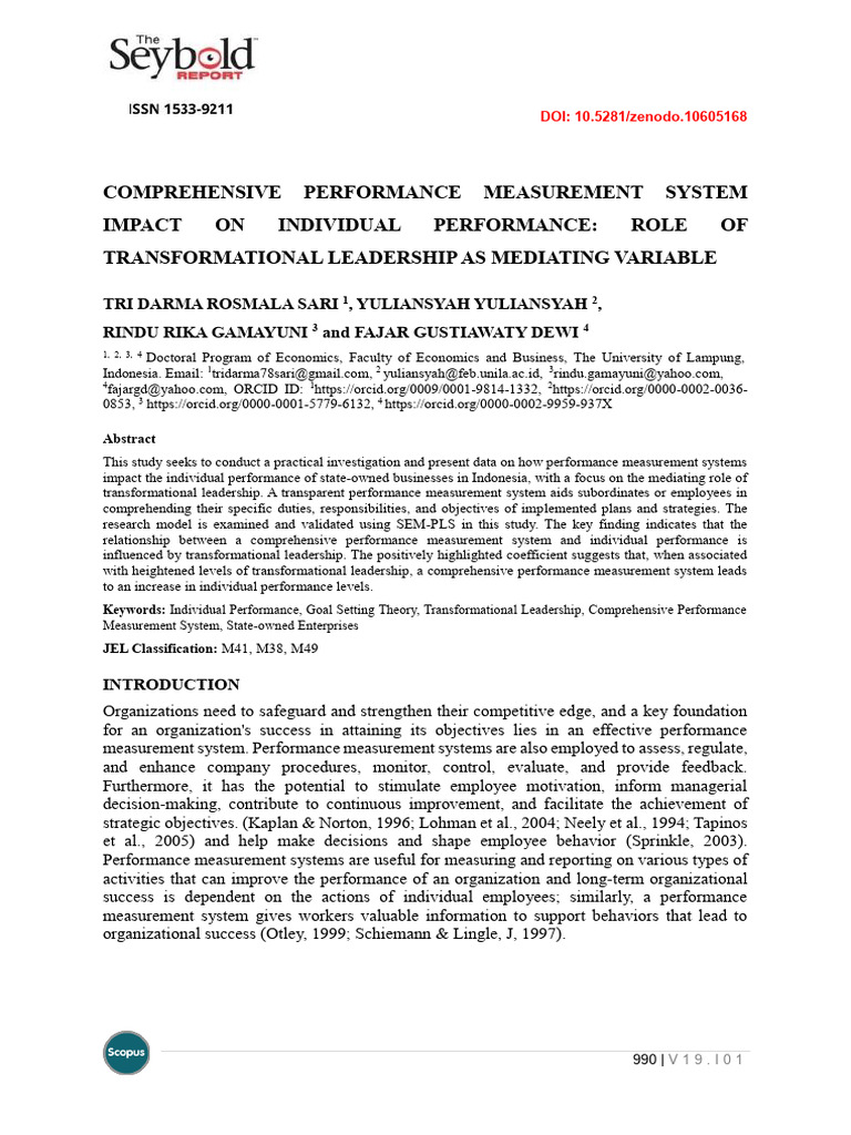 Comprehensive performance measurement system impact on individual