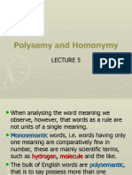 Lec5 Polysemy - Homonymy