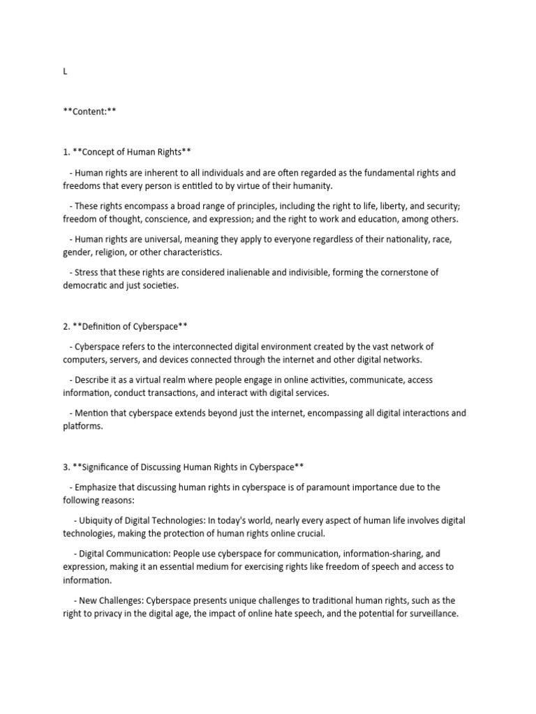 Human Rights in Cyberspace Overview | PDF | Social Science | Computers