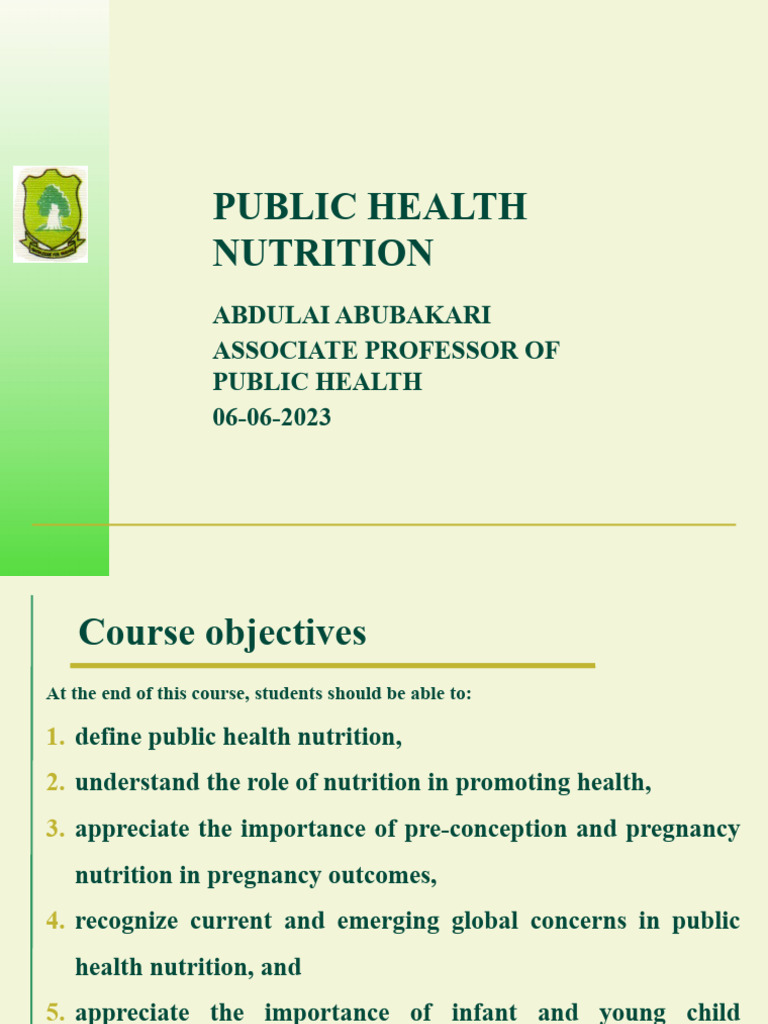 Public Health Nutrition - BPH200 - Update | PDF | Nutrition | Diet ...