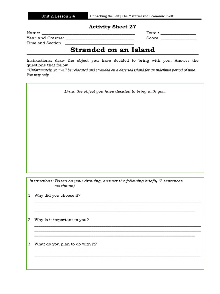 Stranded on an Island Activity Sheet | PDF | Teaching Methods ...
