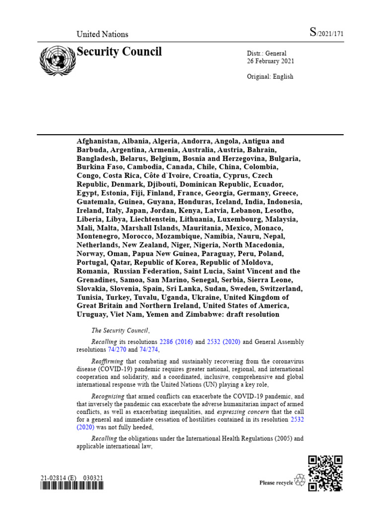 Security Council United Nations Pdf World Health Organization