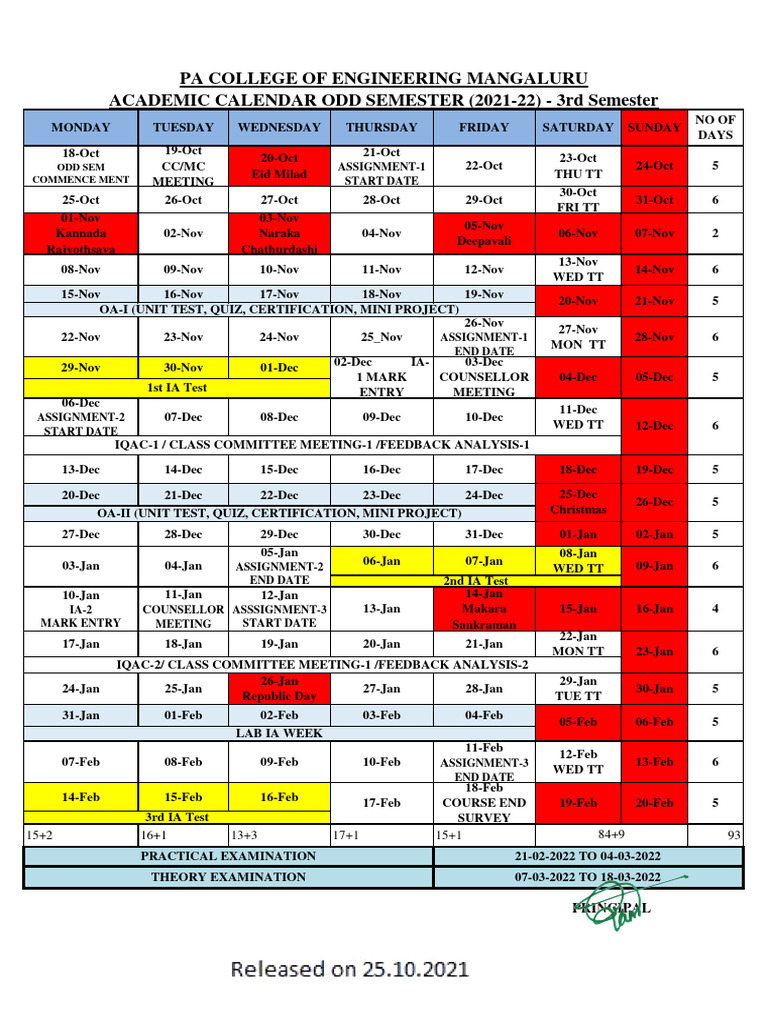Academic Calendar 2021 22