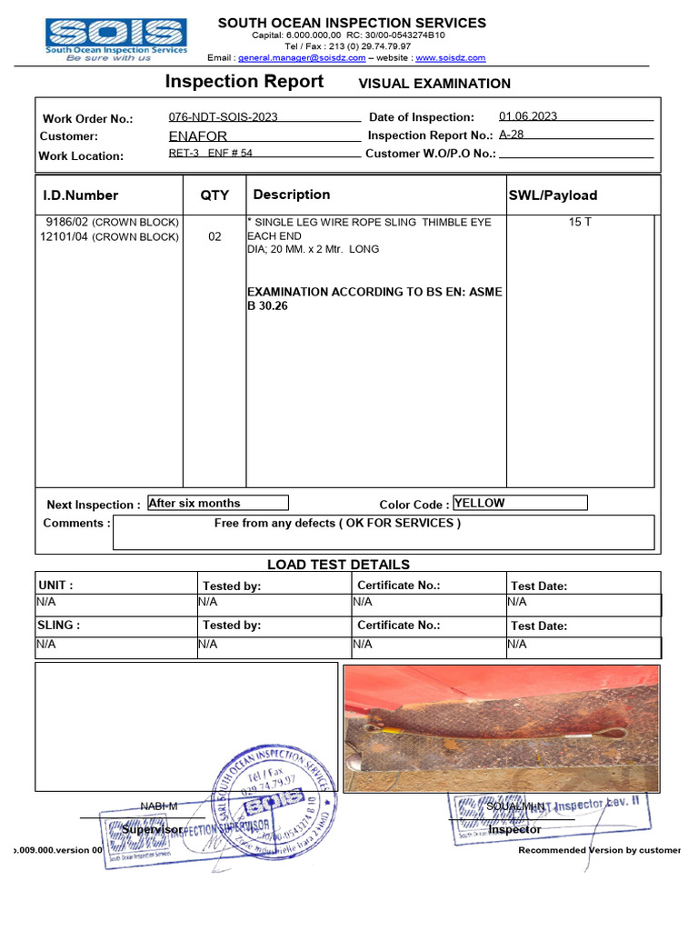 South Ocean Inspection Report 2023 | PDF | Manufactured Goods | Quality