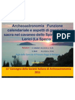 Archeoastronomia Funzione Calendariale e Aspetti Di Geometria Sacra Nel Cavaneo Dello Spirito Santo a Lerici ( La Spezia )