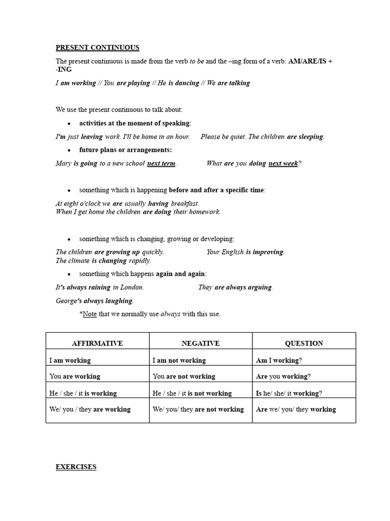 Present Continuous | PDF