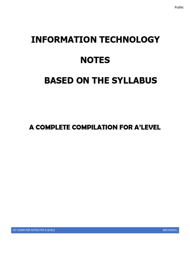 A'Level ICT Comprehensive Notes | PDF | Cloud Computing | Input/Output