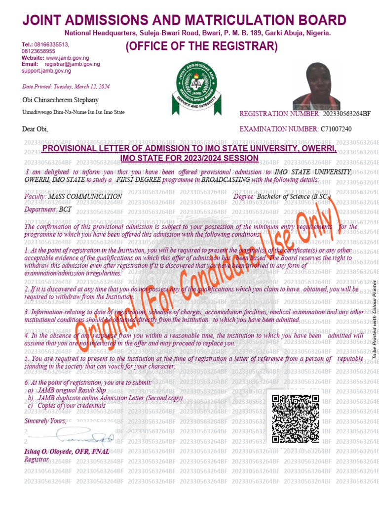 My Admission Letter | Download Free PDF | Educational Stages ...