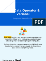 Tipe Data, Operator & Variabel