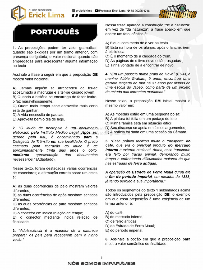 Valor Nocional das Preposições | PDF | Tempo | Assunto (gramática)