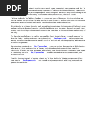 Literary Research Paper on a Rose for Emily