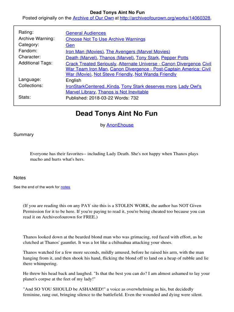Dead Tonys Aint No Fun | PDF