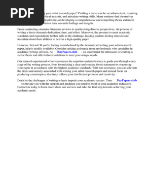Artist Research Paper Rubric